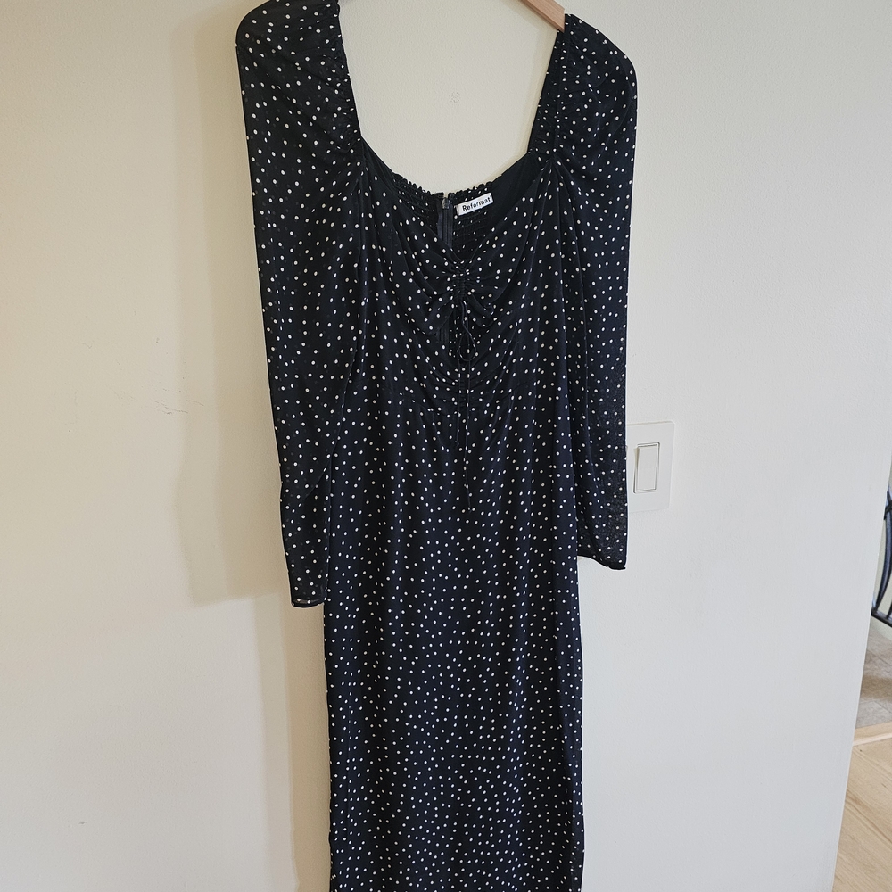 Reformation Black and White Long Sleeve Dress
